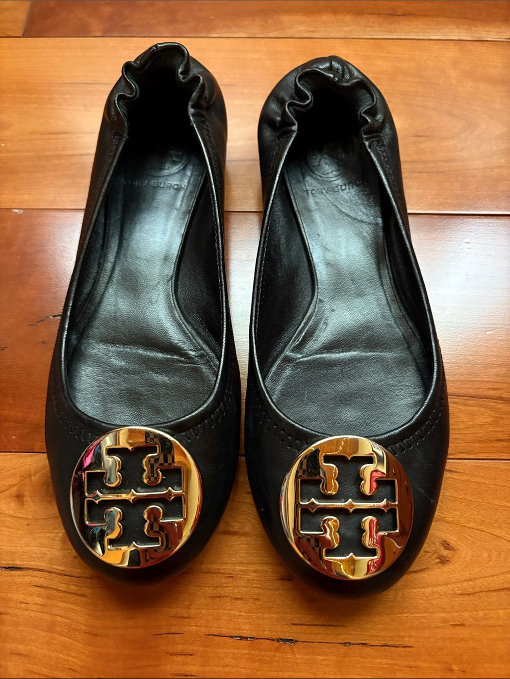 Tory Burch black and gold flats size 7